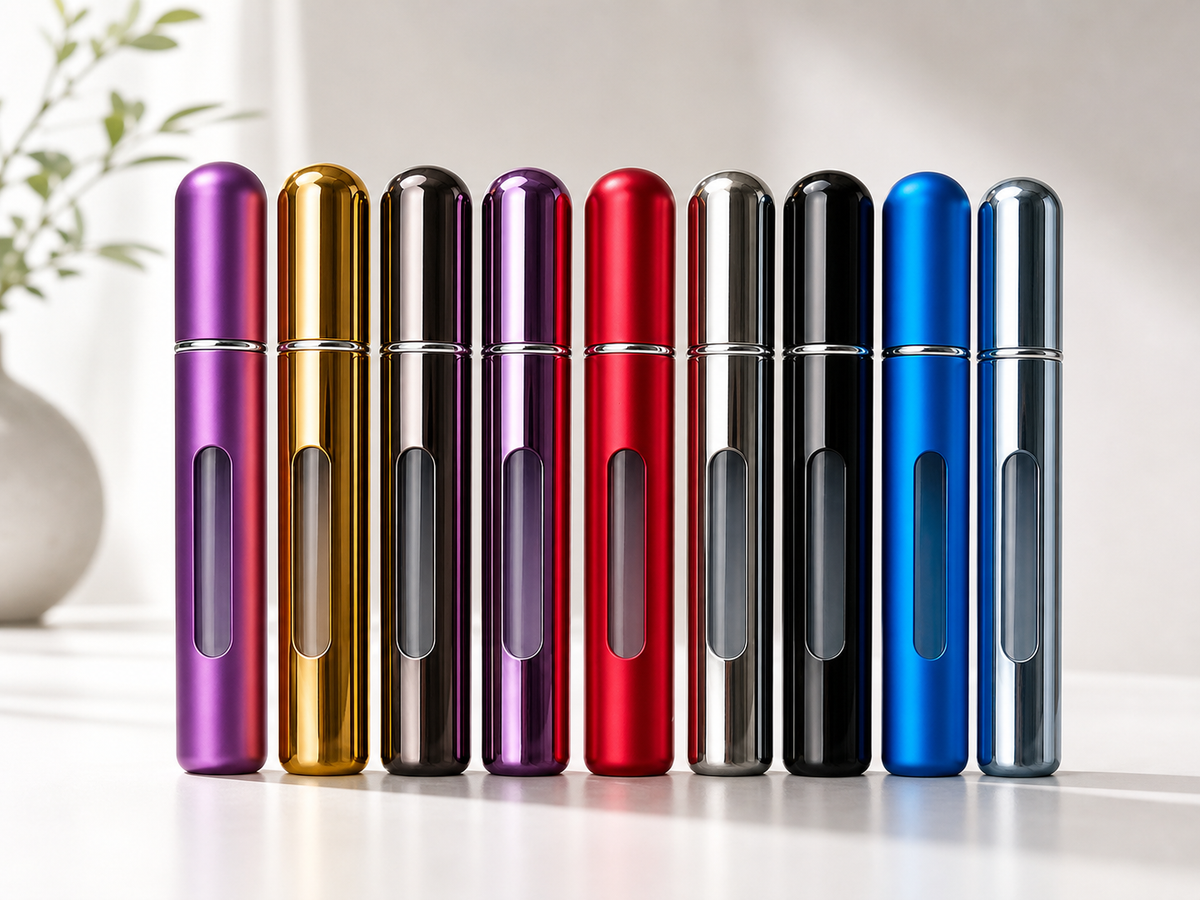 Flacon Pulvérisateur Portable en Aluminium Gravé – Rechargeable 5ml/8ml/10ml