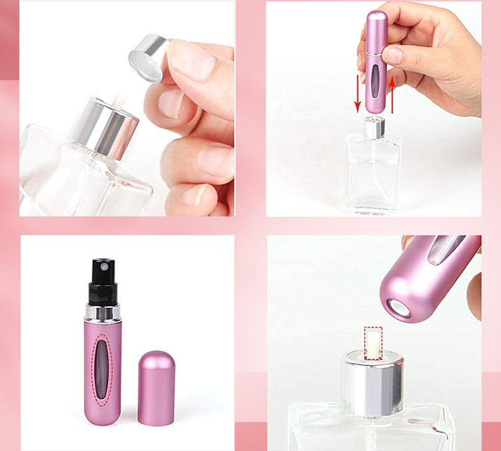 Flacon Pulvérisateur Portable en Aluminium Gravé – Rechargeable 5ml/8ml/10ml