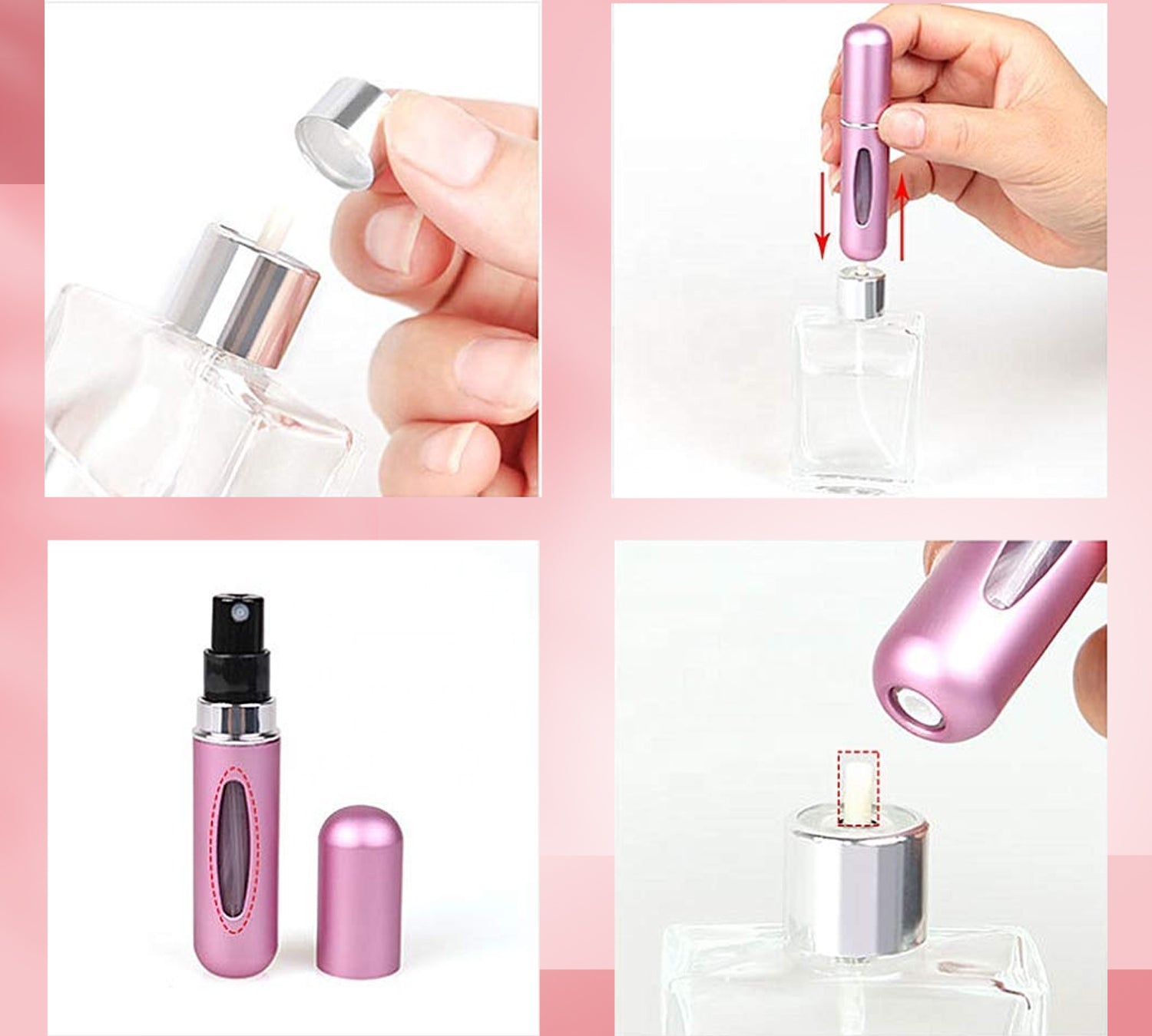 Flacon Pulvérisateur Portable en Aluminium Gravé – Rechargeable 5ml/8ml/10ml