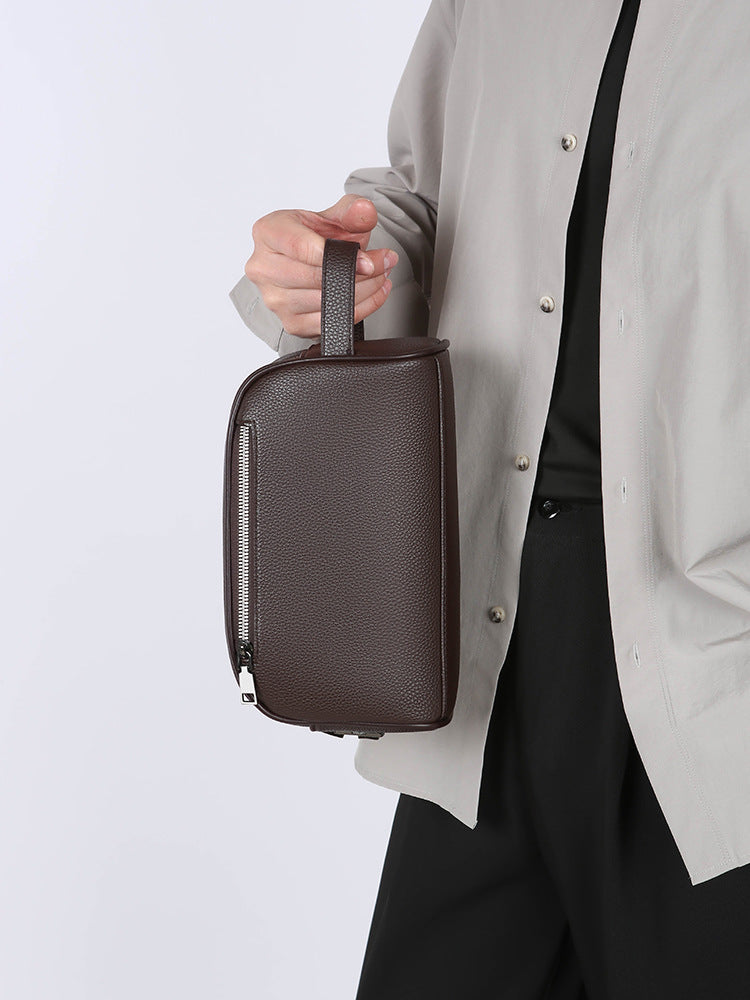 Sacoche homme en cuir marron - détail