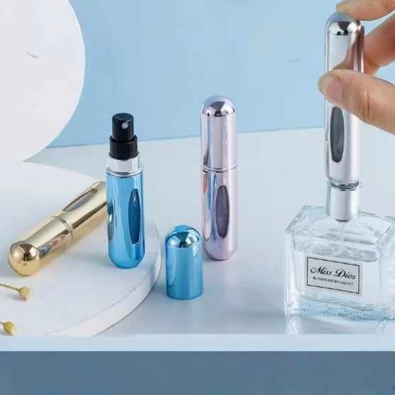 Flacon Pulvérisateur Portable en Aluminium Gravé – Rechargeable 5ml/8ml/10ml