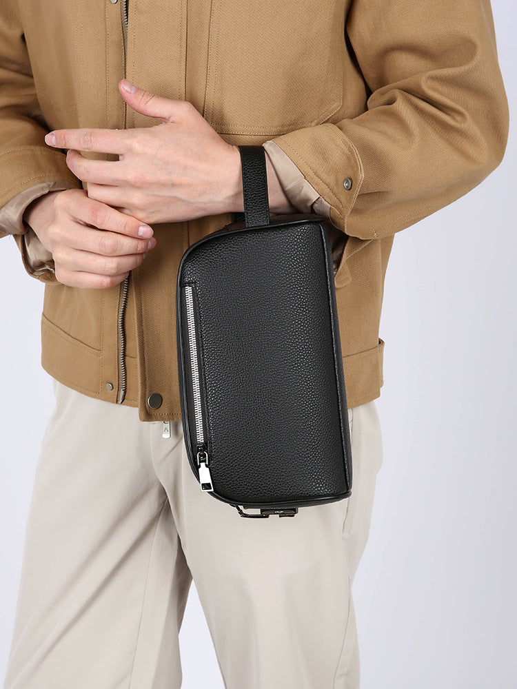 Sacoche homme en cuir noir - vue produit