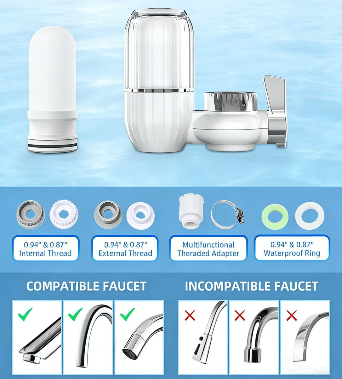 Filtre à eau du robinet avec cartouche filtrante en céramique